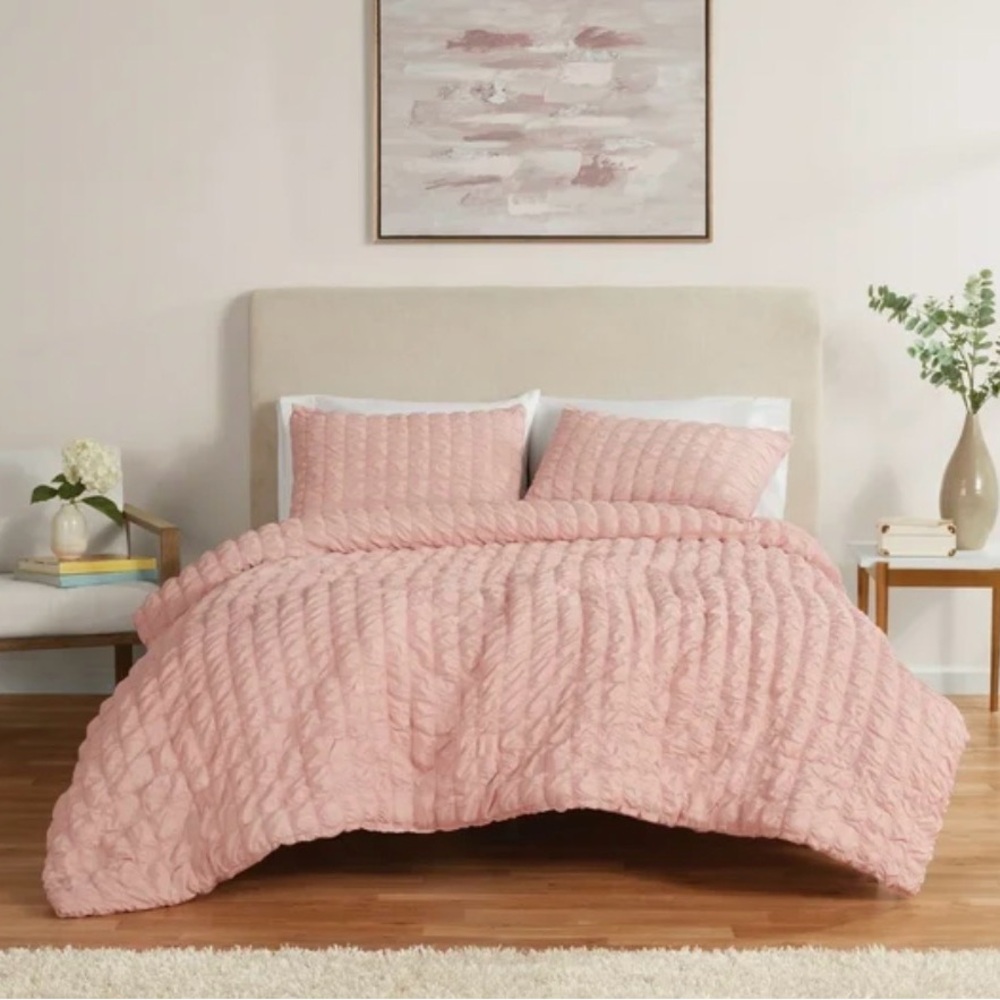Mainstays Blush Seersucker Bedding Set
